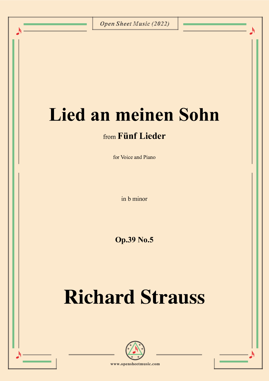 Richard Strauss-Lied an meinen Sohn,in b minor,Op.39 No.5 (arr. OSM Press)