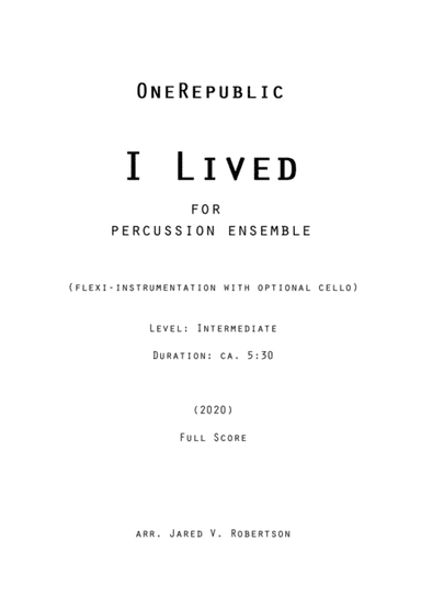 I Lived - Score Only (arr. Jared V. Robertson)