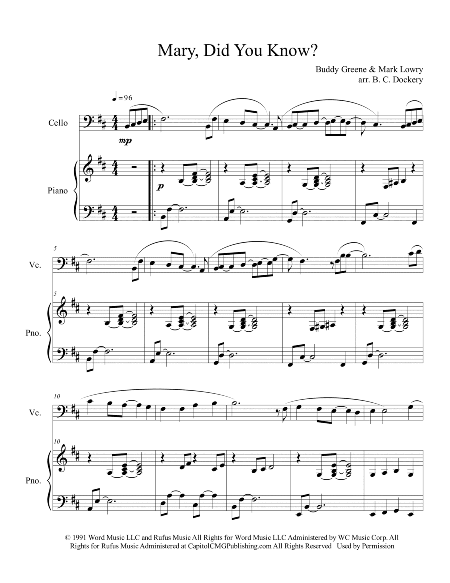 Mary, Did You Know? (arr. B. C. Dockery)