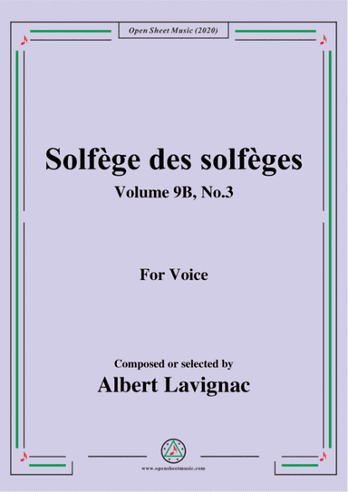 Lavignac-Solfège des solfèges,Volume 9B,No.3,for Voice (arr. MSM)