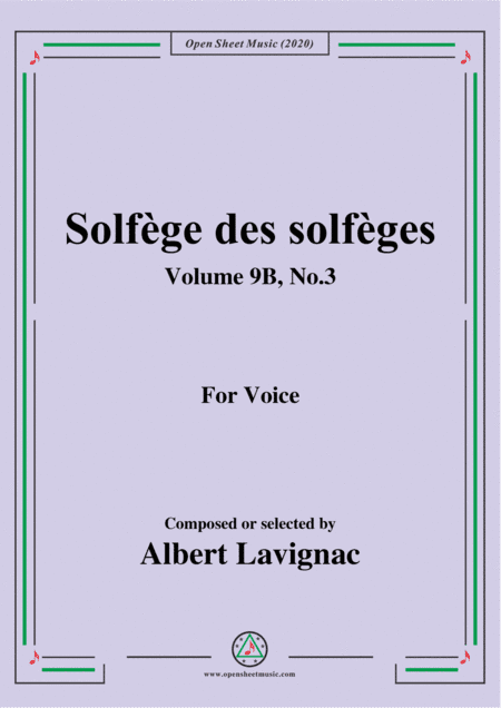Lavignac-Solfège des solfèges,Volume 9B,No.3,for Voice (arr. MSM)