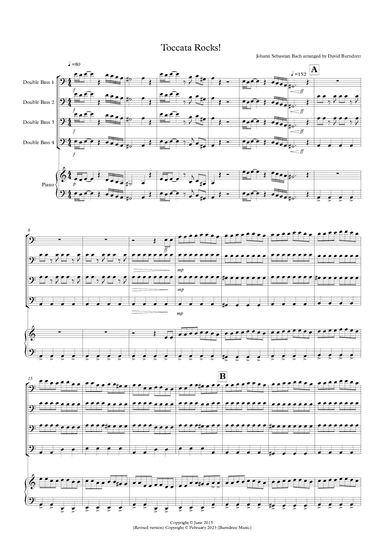 Toccata by Bach Rocks! for Double Bass Quartet (arr. David Burndrett)