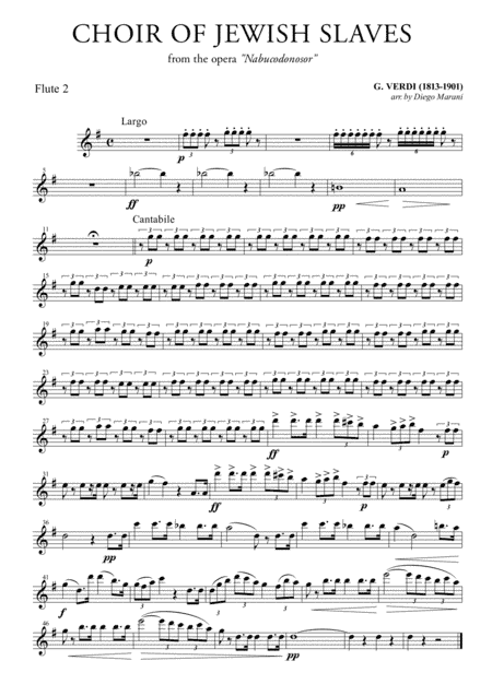 Choir of the Jewish Slaves for Flute Quartet (arr. Diego Marani)