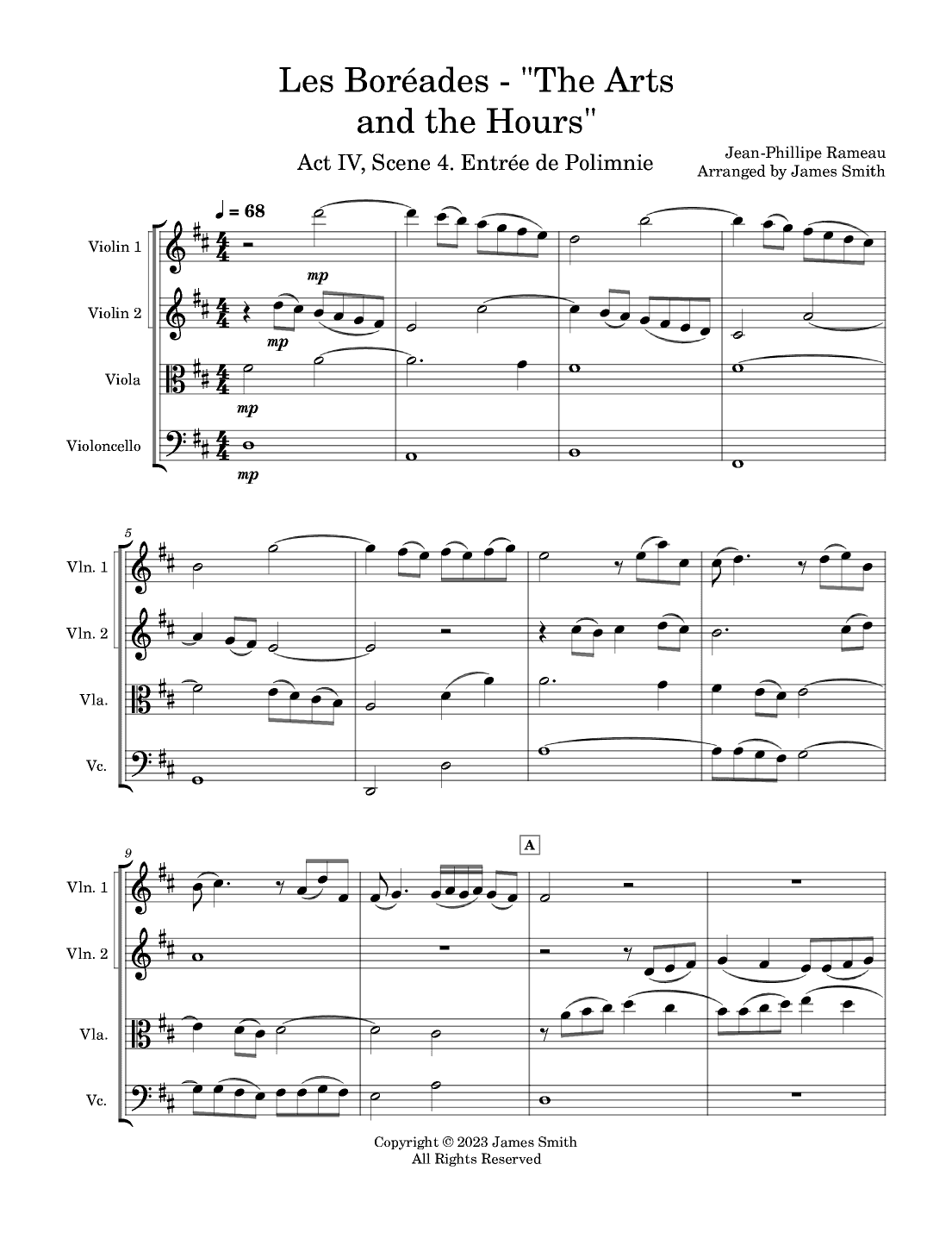 The Arts and the Hours (Les Boréades, Act 4 Scene 4: Entrée de Polimnie) (arr. James Smith)