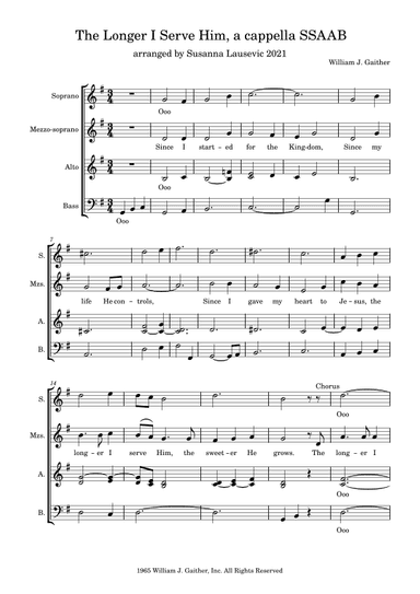 The Longer I Serve Him (arr. Susanna Lausevic)