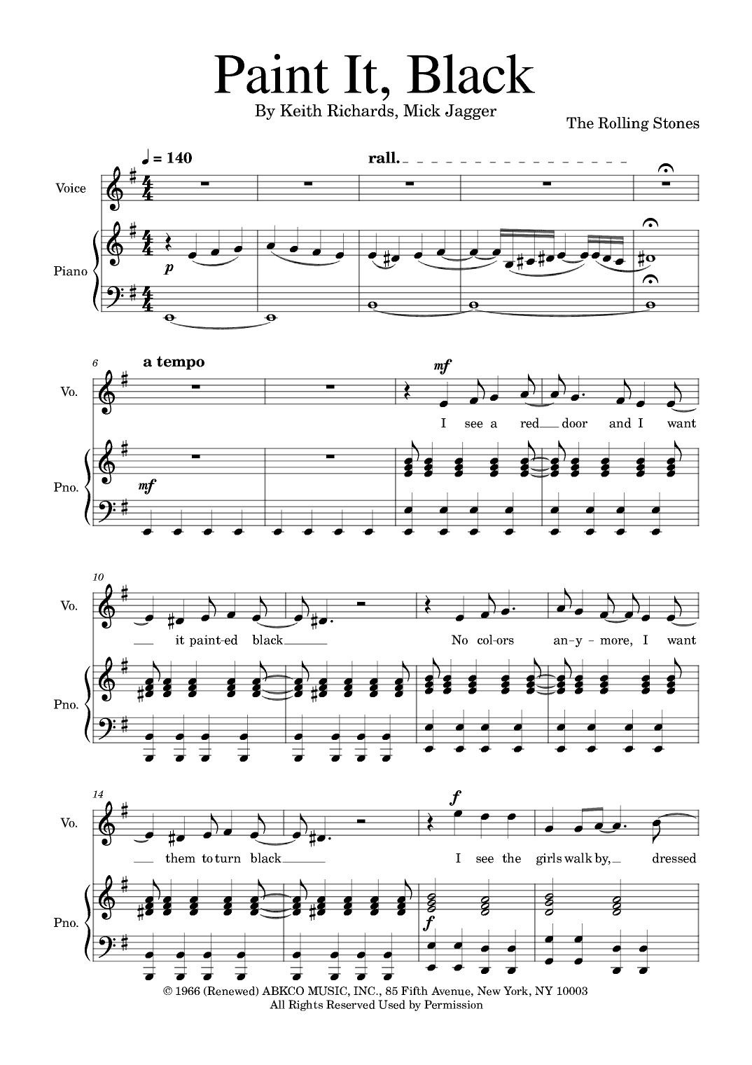 Paint It, Black (arr. Golden Skull Editions)
