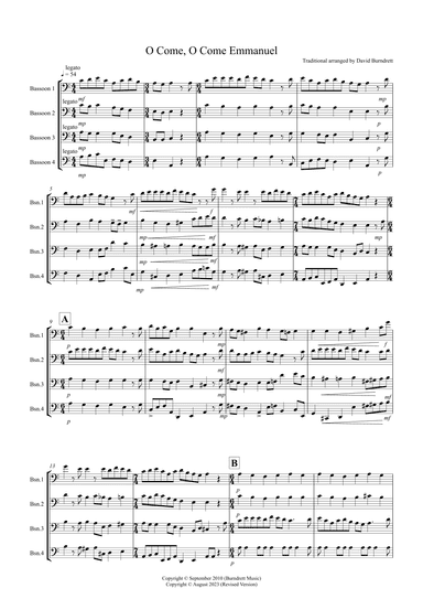 O Come, O Come Emmanuel for Bassoon Quartet (arr. David Burndrett)