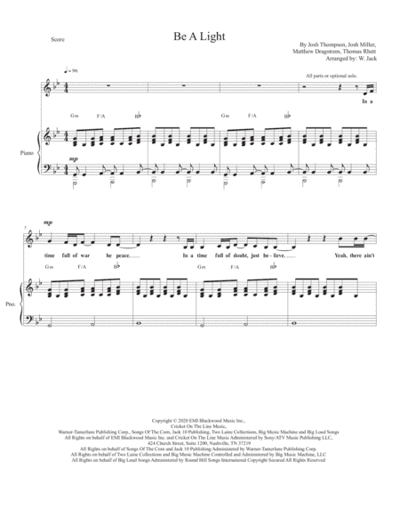 Be A Light (arr. W. Jack)