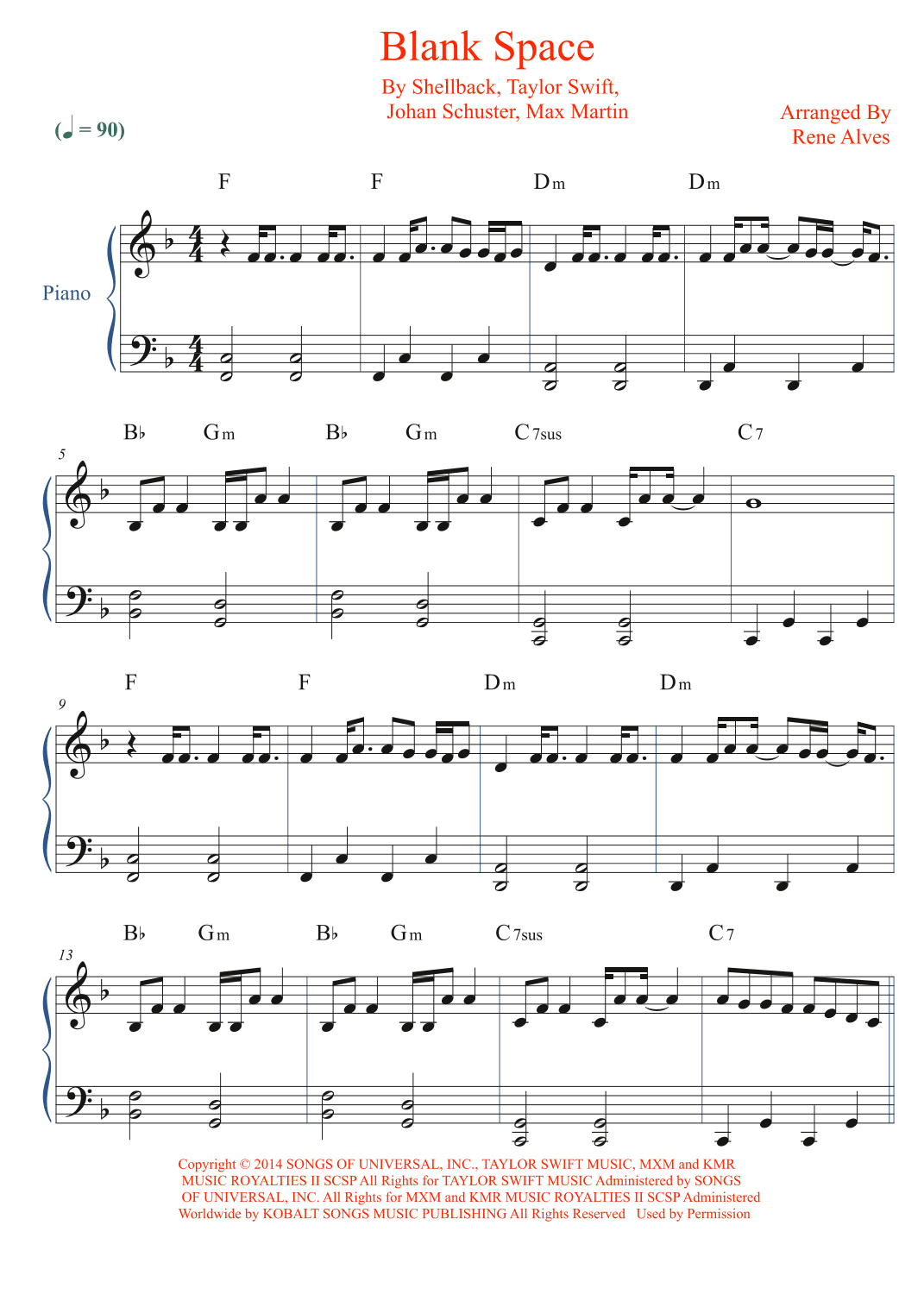 Blank Space (arr. Rene Alves)
