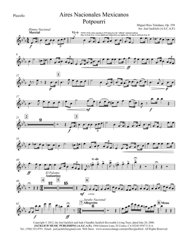 Aires Nacionales Mexicanos, Op. 558 (Potpourri) - 8-1/2"x11" ORCHESTRAL PARTS ONLY (arr. Joel Jacklich (ASCAP))