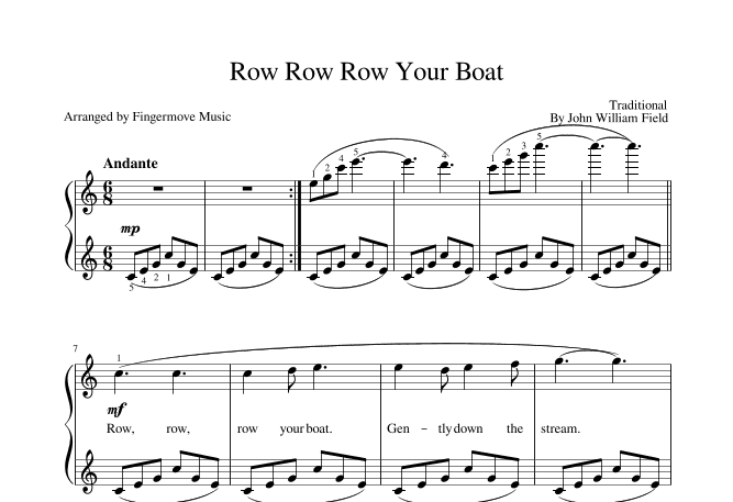 Row Row Row Your Boat (arr. Fingermove	Music)