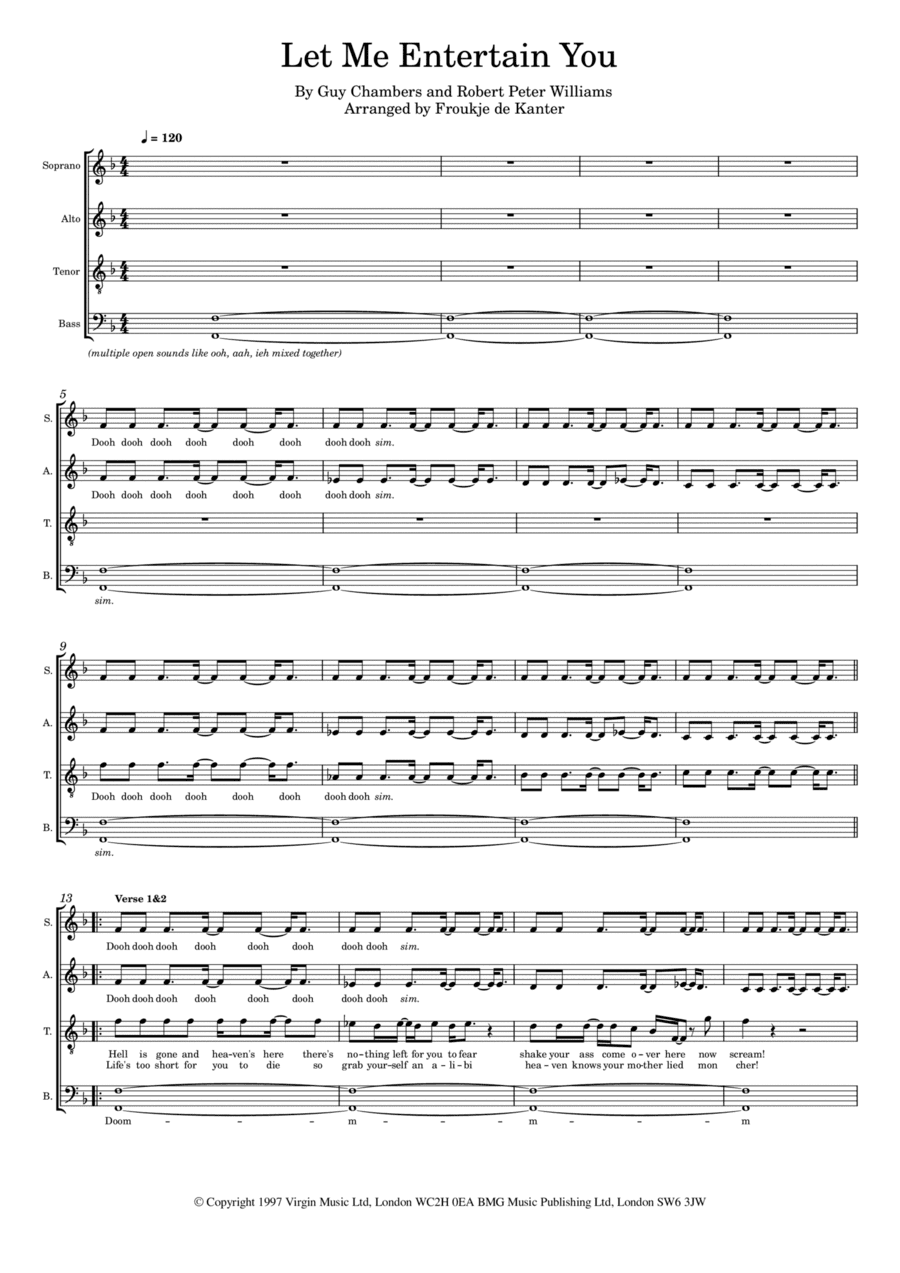 Let Me Entertain You (arr. Froukje de Kanter)