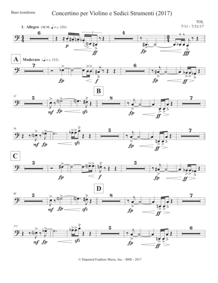 Concertino per Violino e Sedici Strumenti (2017) bass trombone part