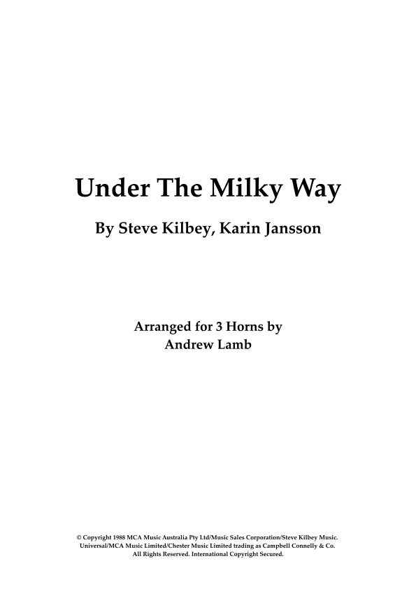 Under The Milky Way (arr. Andrew Lamb)