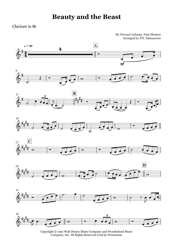 Beauty And The Beast (arr. P.H. Damasceno)