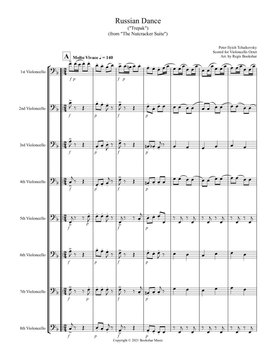 Russian Dance ("Trepak") (from "The Nutcracker Suite") (F) (Violoncello Octet) (arr. Regis Bookshar)