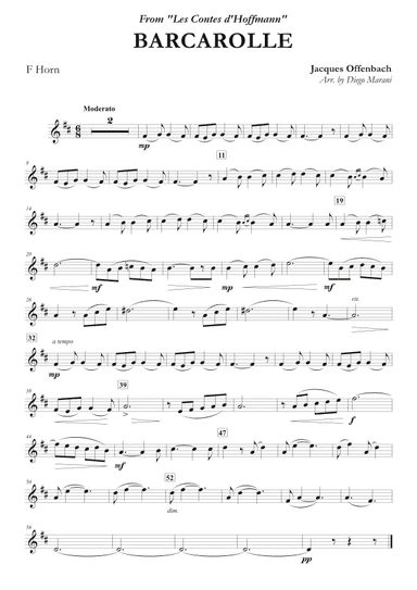 Offenbach's Barcarolle for Horn and Piano (arr. Diego Marani)