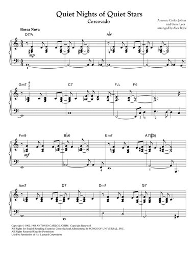 Quiet Nights Of Quiet Stars (Corcovado) (arr. Alex Boyle)
