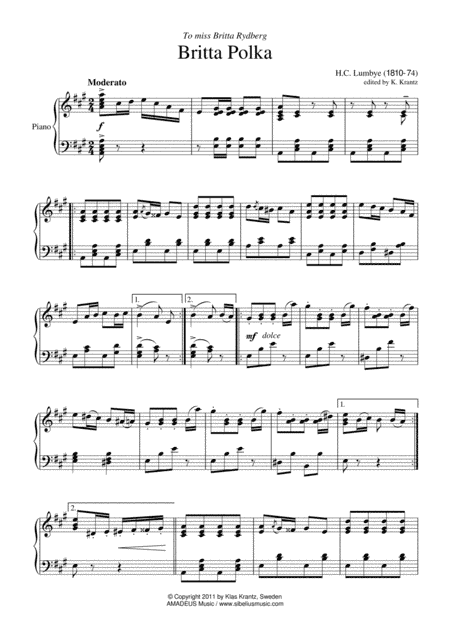Britta Polka for piano solo (arr. K. Krantz)