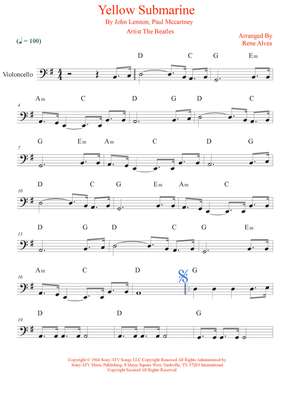 Yellow Submarine (arr. Rene Alves)