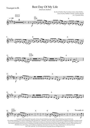 Best Day Of My Life (arr. Fernando Britto)