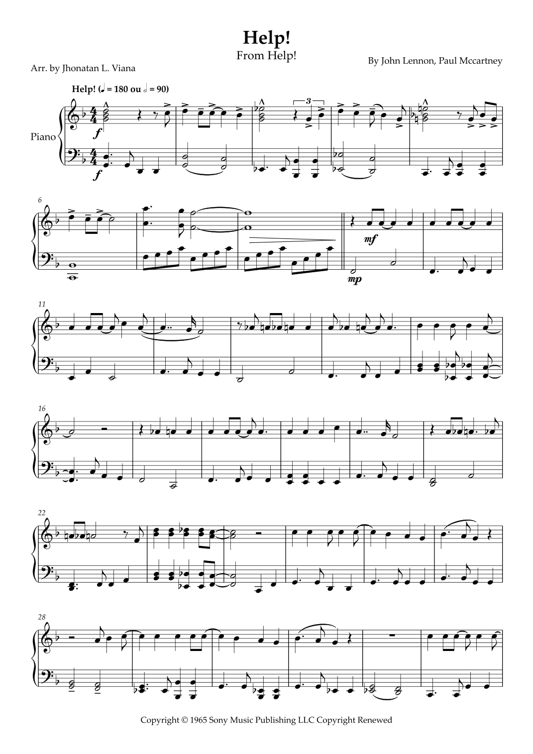 Help! (arr. Jhonatan Lucio Viana)