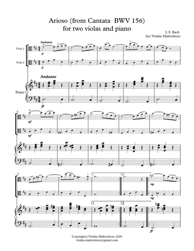 J.S.Bach Arioso for two violas and piano (from Cantata BWV 156) (arr. Vitalija Makrickiene)