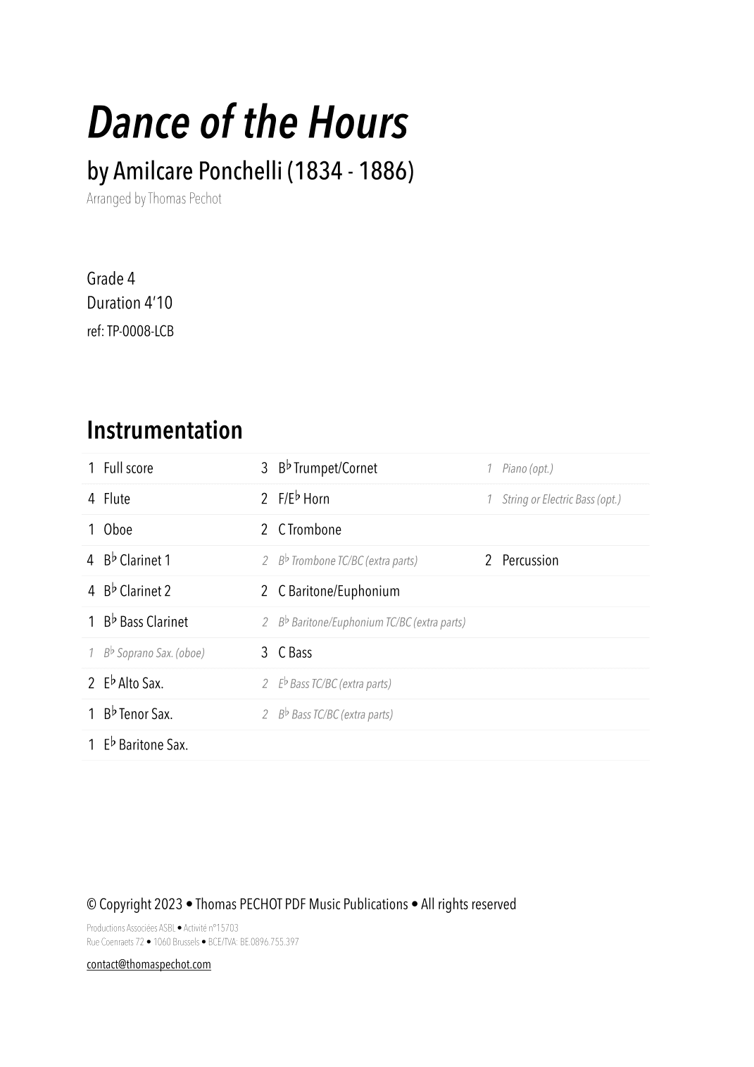 Dance of the Hours (arr. Thomas PECHOT)