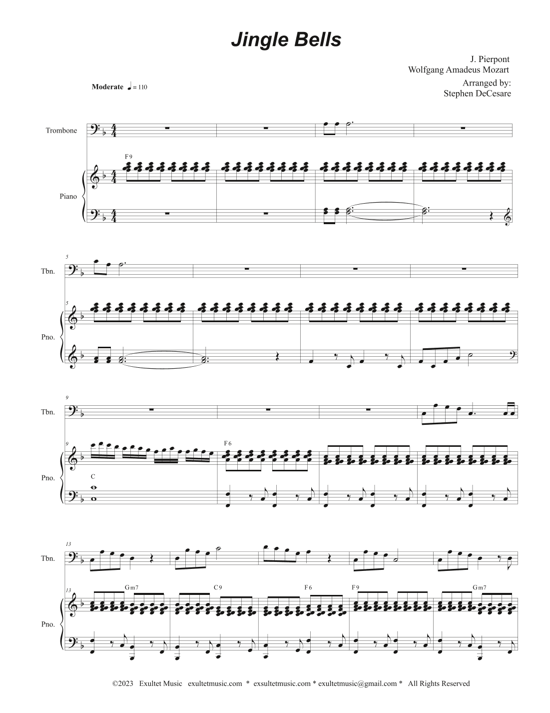 Jingle Bells (Trombone solo and Piano) (arr. Stephen DeCesare)