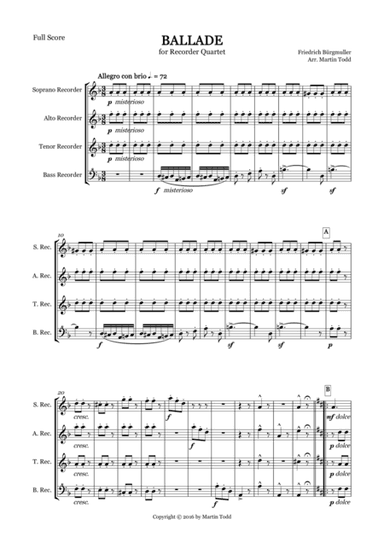 Ballade for Recorder Quartet (arr. Martin Todd)