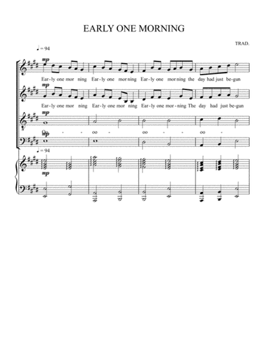 EARLY ONE MORNING (arr. Helen Porter)