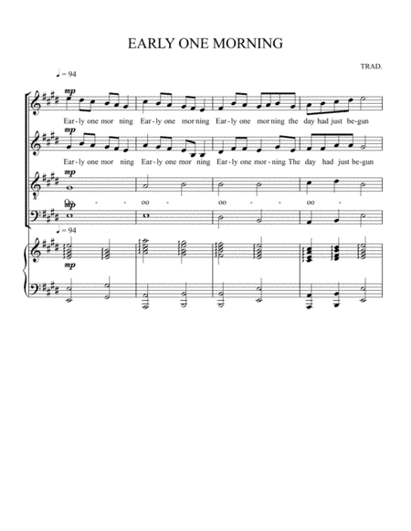 EARLY ONE MORNING (arr. Helen Porter)