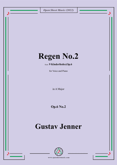 Jenner-Regen No.2,in A Major,Op.6 No.2 (arr. OSM Press)