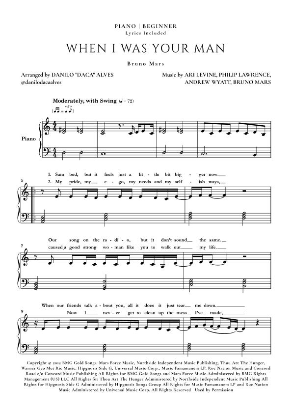 When I Was Your Man (arr. Danilo "Daca" Alves)