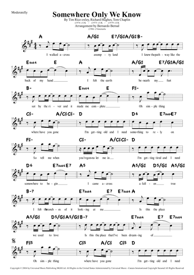 Somewhere Only We Know (arr. Bernardo Bernal Hidalgo)