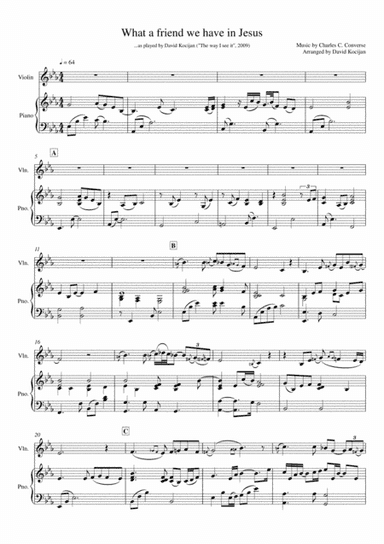 What a friend we have in Jesus (piano & violin) (arr. David Kocijan)