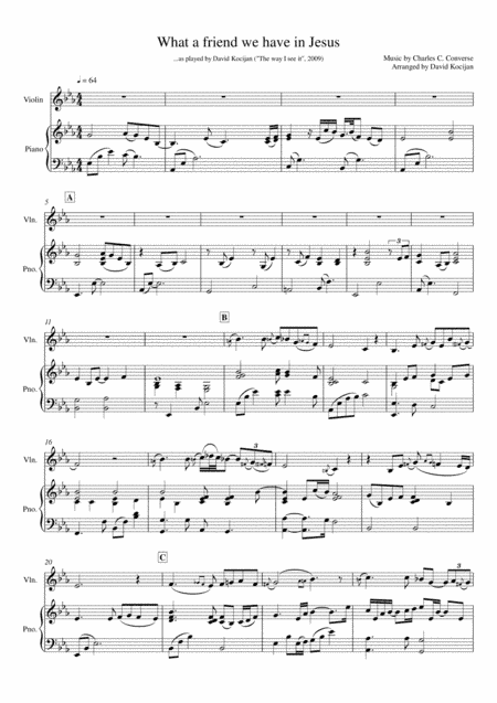 What a friend we have in Jesus (piano & violin) (arr. David Kocijan)