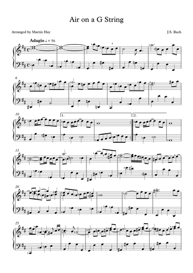 Air on a G string for solo piano (arr. Martin Hay)