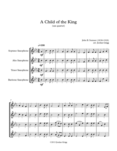 A Child of the King (sax quartet) (arr. Jordan Grigg)