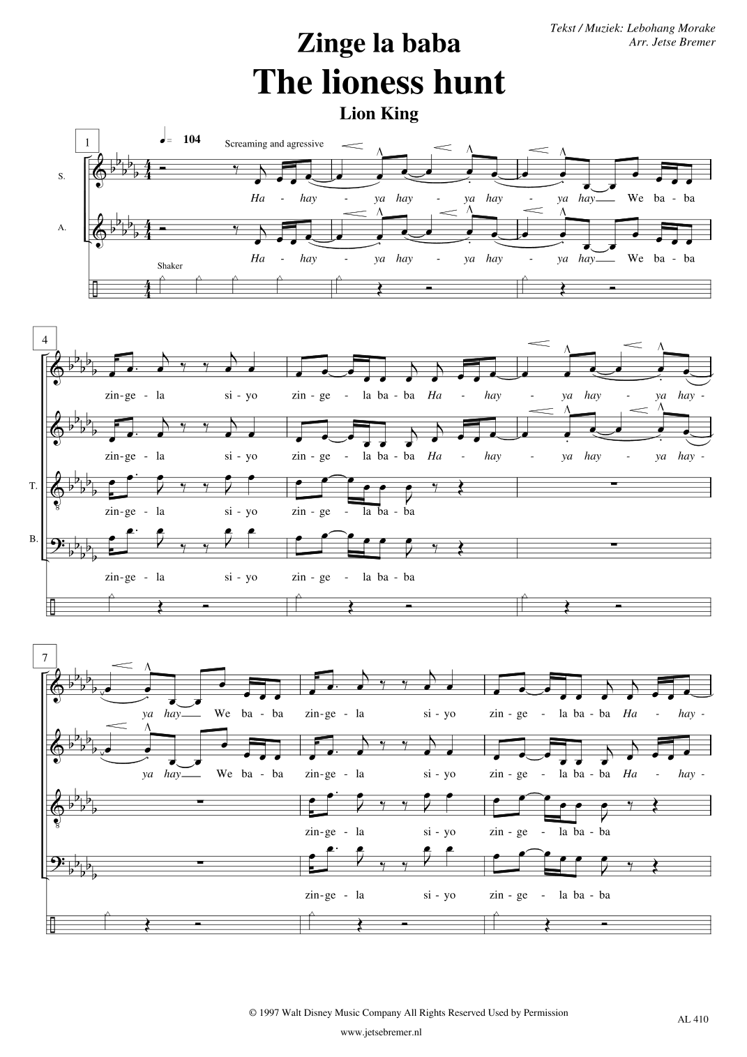 The Lioness Hunt (arr. Jetse Bremer)