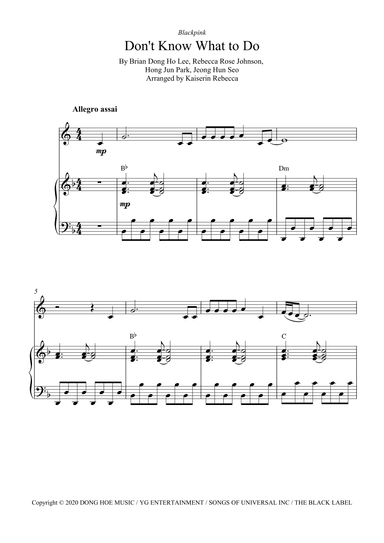 Don't Know What To Do (arr. Kaiserin Rebecca)