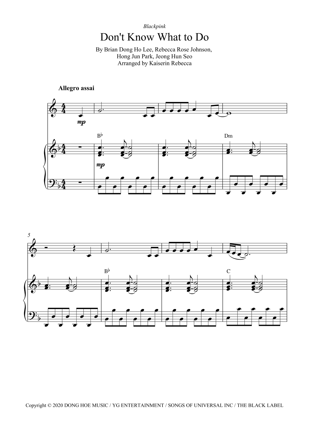 Don't Know What To Do (arr. Kaiserin Rebecca)