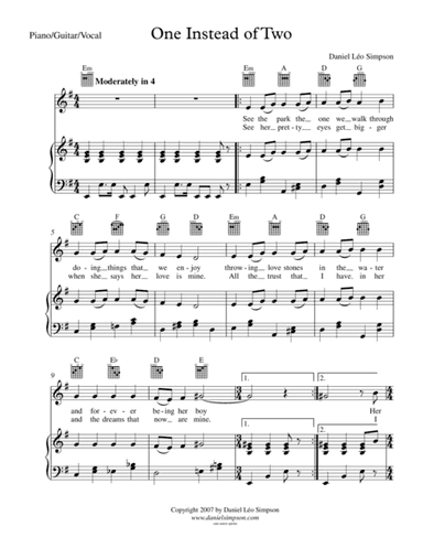 One Instead of Two (Piano/Vocal/Guitar)