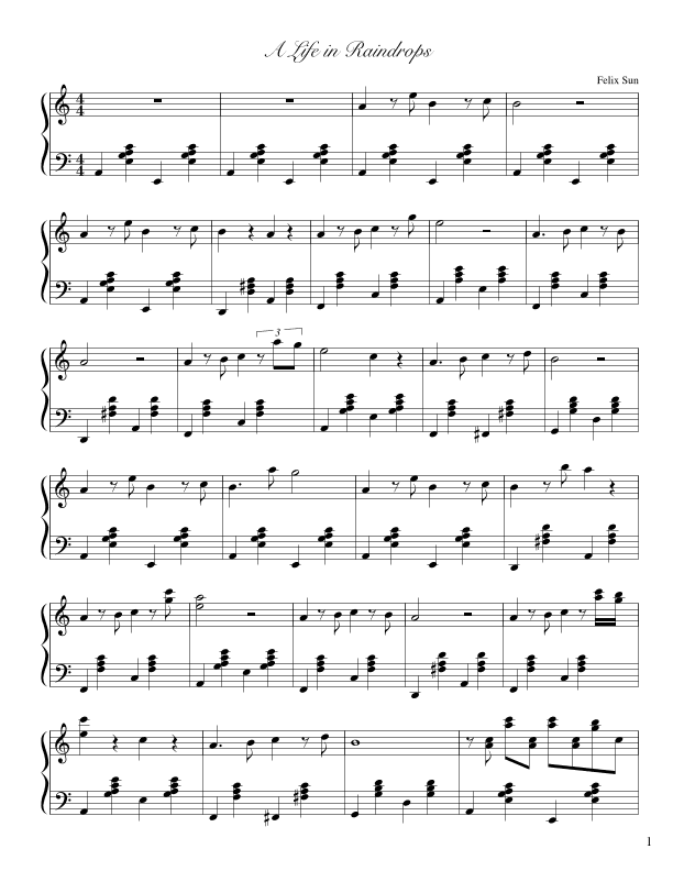A Life in Raindrops (Piano Solo)