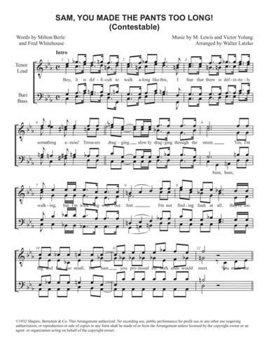 Sam, You Made The Pants Too Long (arr. Walter Latzko)