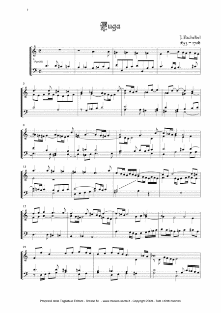 PACHELBEL - FUGA IN RE MIN. - For Organ