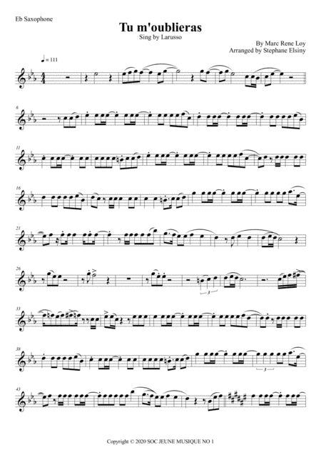Tu M'oublieras (arr. Stephane ELSINY)
