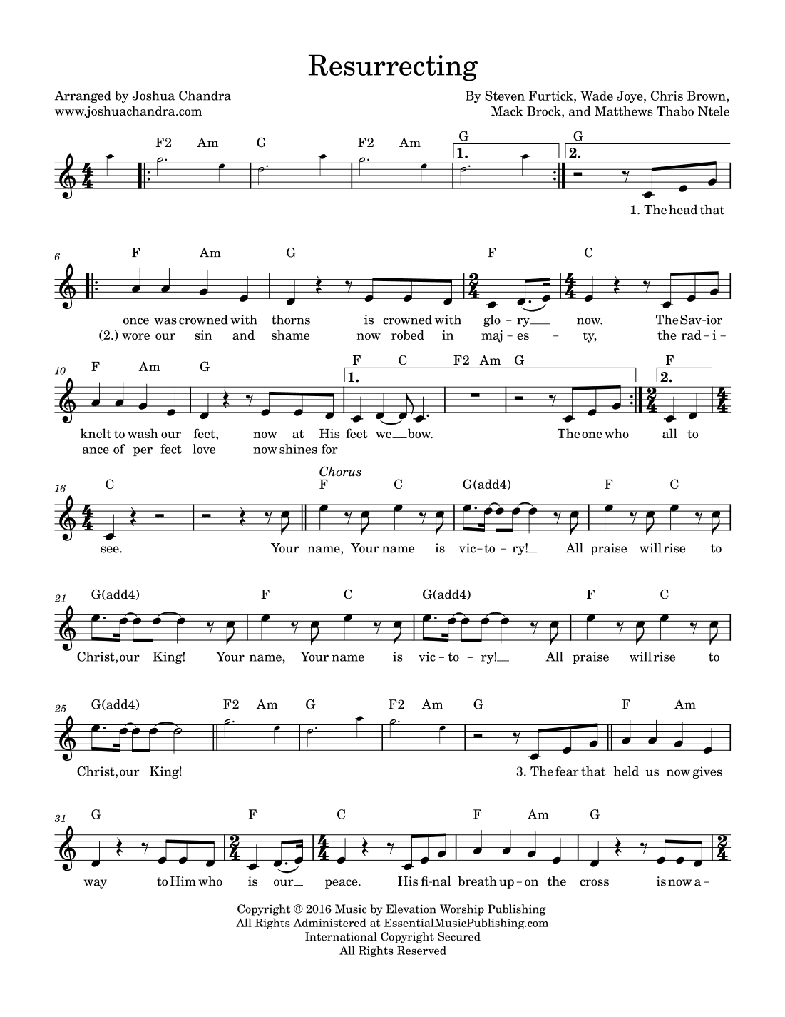 Resurrecting (arr. Joshua Chandra)