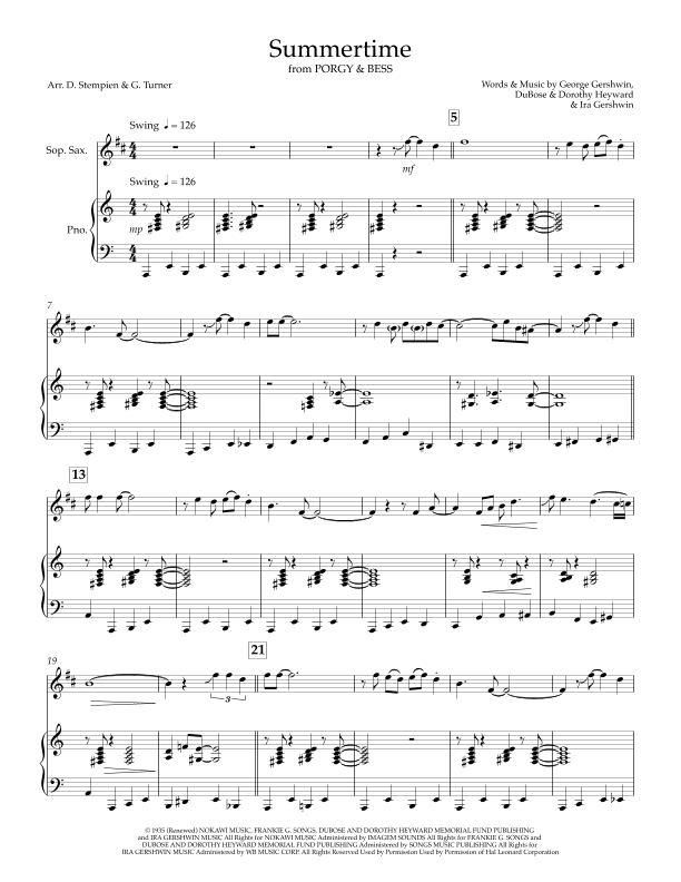Summertime (arr. Debra E. Stempien, Gregory H. Turner)