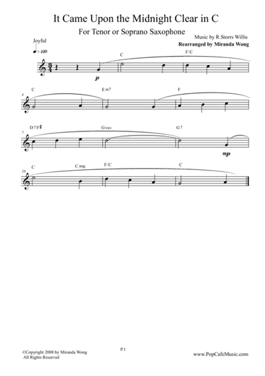 It Came Upon the Midnight Clear - Tenor or Soprano Saxophone Solo (arr. Miranda Wong)